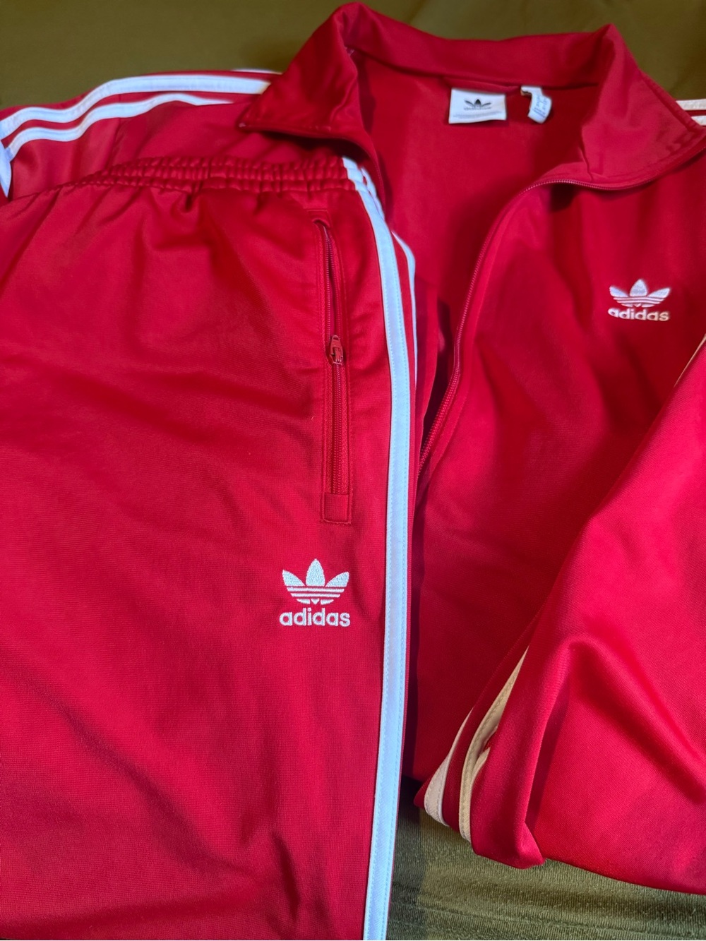 adidas Red Track Jacket with Trefoil Logo